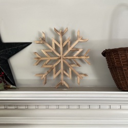 FF-112 12&quot; JAVI &quot;Let it Snowflake&quot; Oversize Wooden Cedar Snowflake